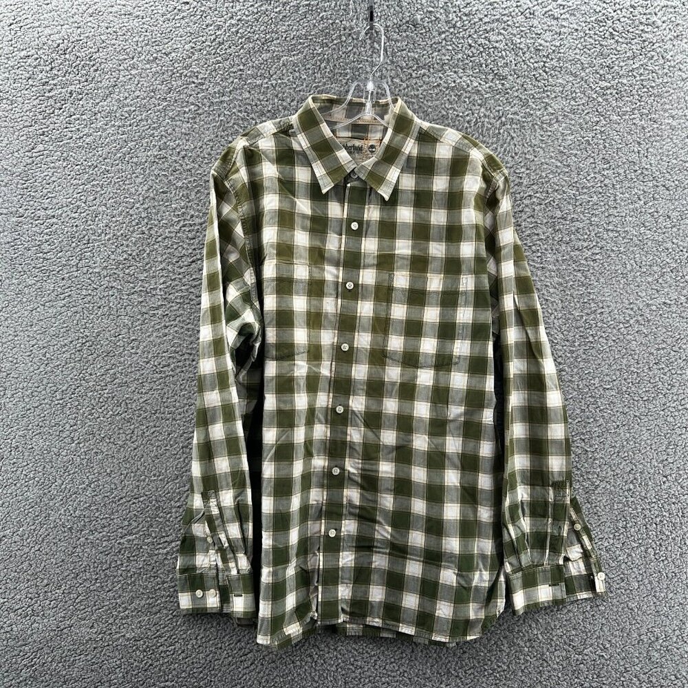 Timberland Shirt Mens Timberland Shirt Men XL Long Sleeve Button Up Green Plaid*